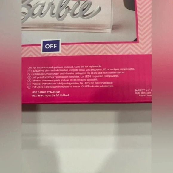 Barbie Paladone Barbie Logo LED Neon Pink Sign, Room Decor - Picture 4 of 9